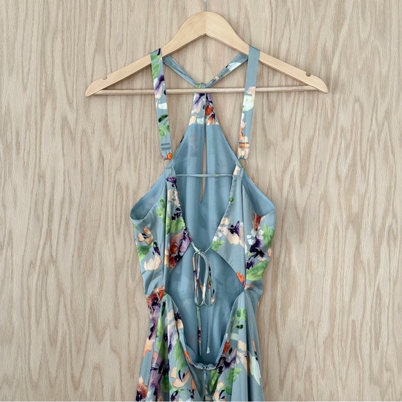 ASTR Sandrine Floral Halter Dress in Sage Orange Floral - Picture 12 of 16